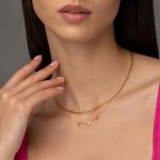 Helena Initials Necklace with Heart Diamond [18K Gold Vermeil]