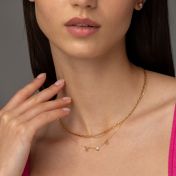 Helena Initials Necklace with Heart Diamond [18K Gold Vermeil]