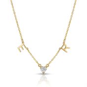 Helena Initials Necklace with Heart Diamond [18K Gold Vermeil]