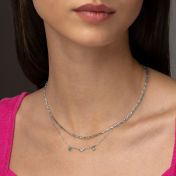 Helena Initials Necklace with Heart Diamond [Sterling Silver]