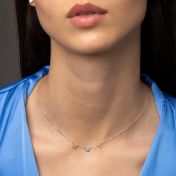 Helena Initials Necklace with Heart Diamond [Sterling Silver]