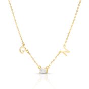 Helena Initials Necklace with 0.3 ct Diamond [14 Karat Gold]