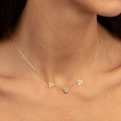 Helena Zodiac Necklace with Heart Diamond [14 Karat Gold]