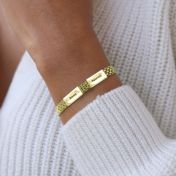 Pulsera Emma Herringbone con Nombre [Oro Vermeil de 18K]