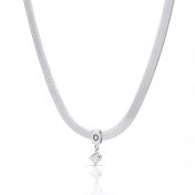 Talisa Herringbone Letter Necklace With 0.30 ct Diamond [Sterling Silver]