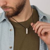 Namenskette für Herren – Sterlingsilber / Schwarze Kordel