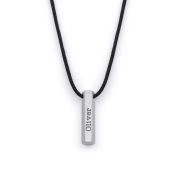 Namenskette für Herren – Sterlingsilber / Schwarze Kordel