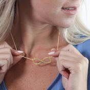 Collier Infinité Éblouissante Avec Pierres de Naissance et Noms [Plaqué Or 18ct]
