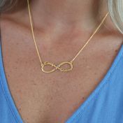Collier Infinité Éblouissante Avec Pierres de Naissance et Noms [Plaqué Or 18ct]