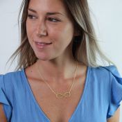 Collier Infinité Éblouissante Avec Pierres de Naissance et Noms [Plaqué Or 18ct]