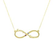 Collier Infinité Éblouissante Avec Pierres de Naissance et Noms [Plaqué Or 18ct]
