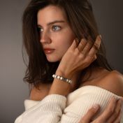 Howlite Women Bracelet with Nano Bible [Sterling Silver]