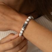 Howlite Women Bracelet with Nano Bible [Sterling Silver]