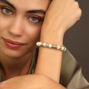 Kreuz Armband aus Howlith mit Gravur [750er Gold Vermeil]