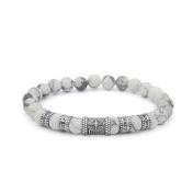 Compass Women Name Bracelet With Howlite Stones [Silver]