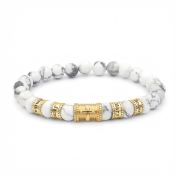 Cross Women Name Bracelet With Howlite Stones [18K Gold Plated]