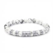 Cross Women Name Bracelet With Howlite Stones [Silver]