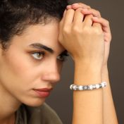 Howlite Women Name Bracelet With 0.10 ct Diamond [Sterling Silver]