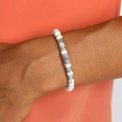 Howlite Evil Eye Women Name Bracelet - Black Crystal [Sterling Silver]