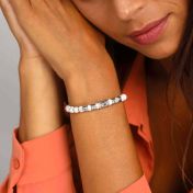 Howlite Evil Eye Women Name Bracelet - Black Crystal [Sterling Silver]