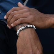 Namensarmband mit Nano-Bibel für Herren aus Howlith [Sterlingsilber]