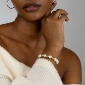 Howlite Beaded Bracelet - Engraved Spheres [18K Gold Vermeil]