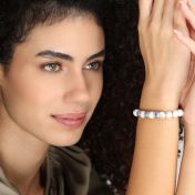 Howlite Women Name Bracelet with Crystals [Sterling Silver]