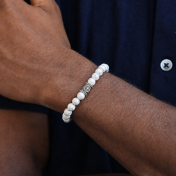 Compass Men Bracelet with Howlite Stones