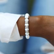 Howlite Women Name Bracelet [Silver]