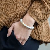 Bracelet Howlite avec Prénoms pour Femme - Plaqué Or 18ct