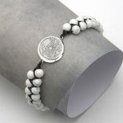 Wertvoller Ort Armband aus Howlite mit Gravur [Sterlingsilber]