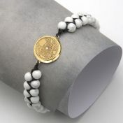Wertvoller Ort Armband aus Howlite mit Gravur [750er Gold Vermeil]