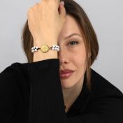 Precious Spot Howlite Engraved Map Bracelet [18K Gold Vermeil]