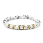 Howlite Women Name Bracelet with 1ct Diamond [18K Gold Vermeil]