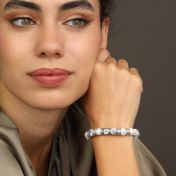 Howlite Women Name Bracelet with 1ct Diamond [Silver]