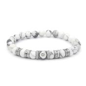 Howlite Women Name Bracelet with 1ct Diamond [Silver]
