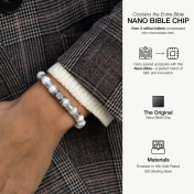 Bracelet Howlite Avec Nano Bible pour Femme [Argent 925]