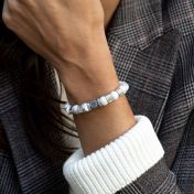 Bracelet Howlite Avec Nano Bible pour Femme [Argent 925]