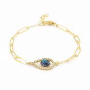 Paperclip Style Hypnos Evil Eye Bracelet [18K Gold Vermeil]