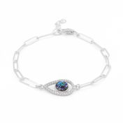 Paperclip Style Hypnos Evil Eye Bracelet [Sterling Silver]