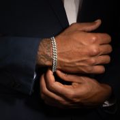 Diamond Cuban Link Chain Initials Bracelet - Sterling Silver