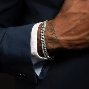 Diamond Cuban Link Chain Initials Bracelet - Sterling Silver