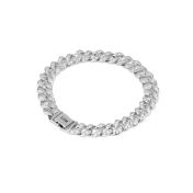 Diamond Cuban Link Chain Initials Bracelet - Sterling Silver