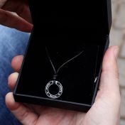 Father's Circle Name Necklace - Black Sterling Silver