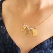 Classic Bar Initial Necklace Braille - Gold Plated