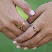 Bague Liens du Coeur avec Pierres de Naissance [Plaqué Or 18ct]