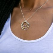 Collar de Piedras de Nacimiento Aros de Amor [Efecto Martillado - Plata de Ley]