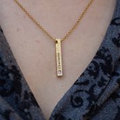 Talisa Bar Birthstone Necklace [18K Gold Plated - Hammered]