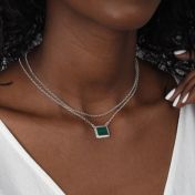 Touch of Nature Malachite Necklace - Horizontal [Sterling Silver]