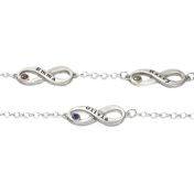 Infinity Name and Birthstone Bracelet [Sterling Silver]